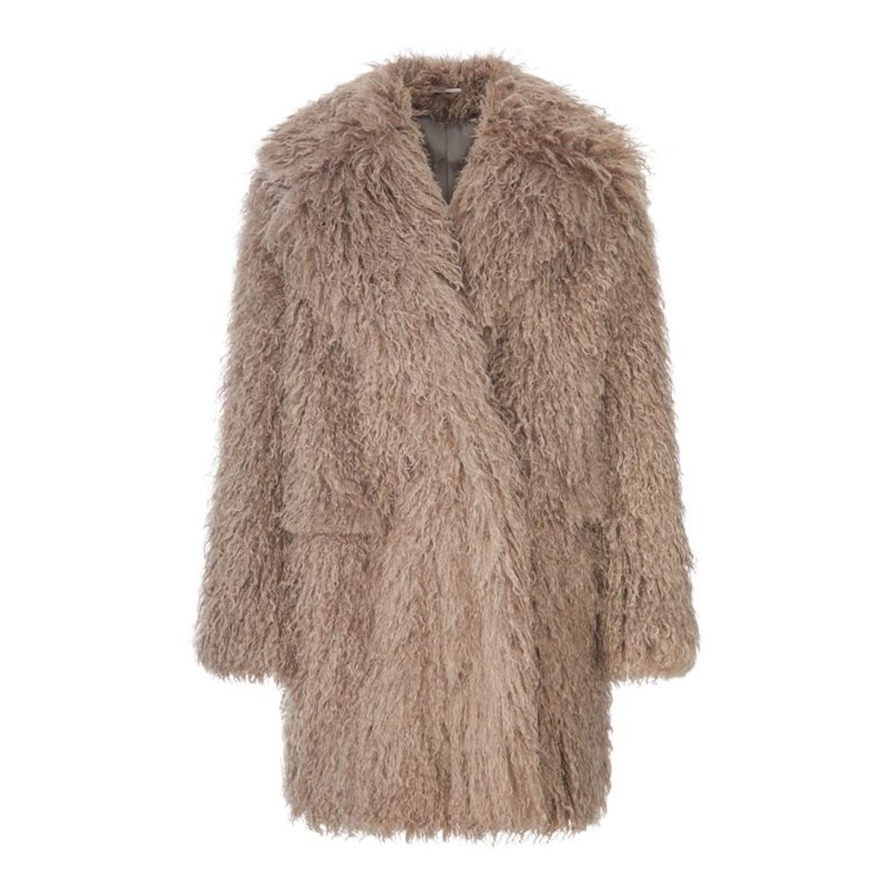 Tagliatore Women Curly Sheepskin Coat With Wide Collar